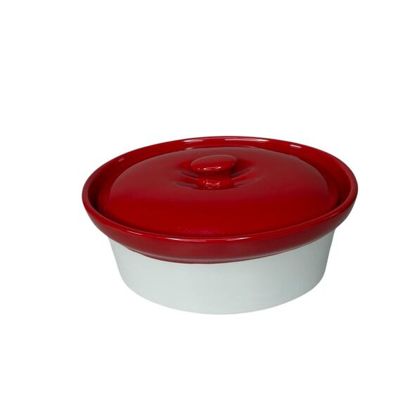 BIA Cordon Bleu Red White Ceramic Covered Casserole Dish 9” Oval Bakeware - Picture 3 of 12